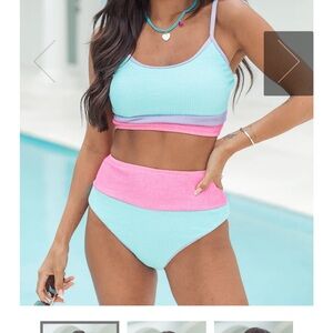 Pink Lily Colorblock Swimsuit